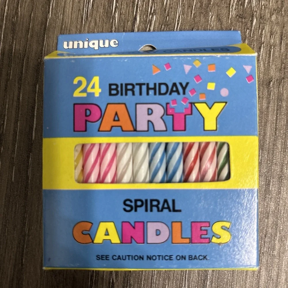 1989 Unique Industries Vintage 24 Spiral Birthday Candles NEW Pink White Blue